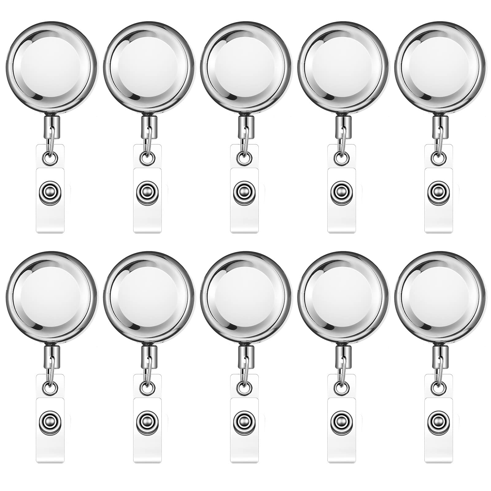 Photo 1 of 10 Pack Heavy Duty Retractable Badge Holder Reel Metal ID Badge Reel with Alligator Clip Badge Holder Retractable Clip Lightweight Strong Badge Reel for Nurses Professionals Students Teachers Office