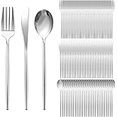 SUT 600PCS Heavy Duty Disposable Silverware - Includes 200 Knives, Forks and Spoons - Silver Plastic Utensils Set for Party/Wedding