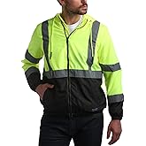 Bass Creek Outfitters Men's Hi Vis Jacket - ANSI Class 3 Safety Rain High Vis Waterproof Reflective Workwear (Sizes: M-XXL)