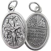 Religious Gifts Silver Tone Catholic 4-Way Scapular Medal with Cross and Dove, 3/4 Inch