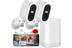 Security Cameras Wireless Outdoor No Subscription,2 Cam-Kit,Support 2.4G & 5G WiFi Router,Home Security System with 2K Night 