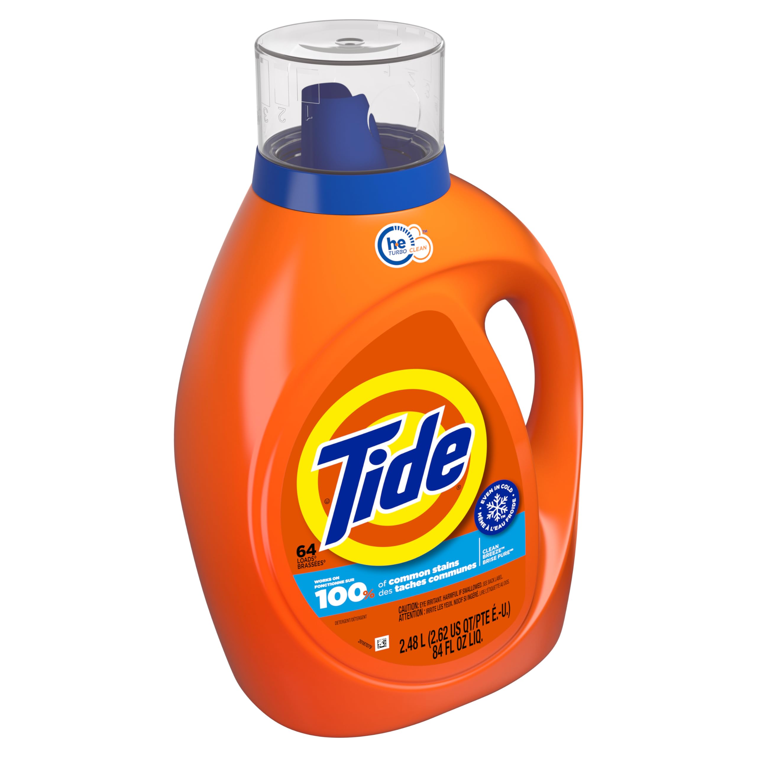 Tide Liquid Laundry Detergent, HE Compatible, Clean Breeze Scent, 64 loads, 84 fl oz (Packaging May Vary)