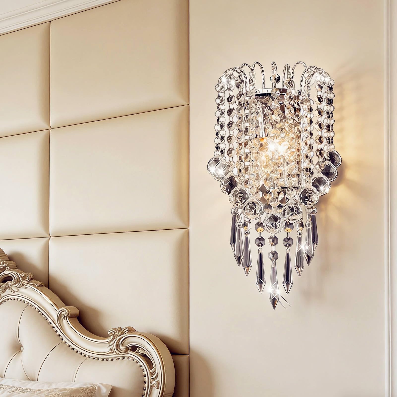 YUENSLIGHTING Crystal Wall Light with Crystal Balls Drops Decorative Chrome Modern Besides Wall Lamp Sconce 40W E14 2 Lights for Home Sitting Bedroom Corridor Restaurant Hotel Living Dining Study Room