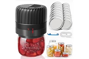 KITOOL Electric Mason Jar Vacuum Sealer Kit for Wide-Mouth & Regular-Mouth Mason Jars, Food Saver Vacuum Canning Sealer Machine Includes 16 Jar Lids
