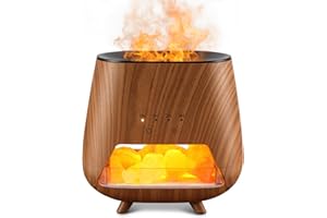 JJNJJN Essential Oil Diffuser for Home: 200ml Aromatherapy Diffuser with Himalayan Pink Salt Rock, Cool Mist Humidifier with Auto Off Function and 9 Colors LED Night Light for Bedroom