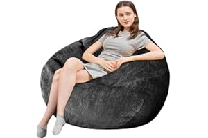 KISOY Bean Bag Chair 3Ft Premium Corduroy Ultra Soft with High-Rebound Memory Foam for Adults