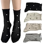 zrylibya Women Cute Roll Top Ankle Socks Breathable Mesh Summer Thin Polka Dots Socks 4 Pairs