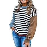 Verdusa Women's Colorblock Striped Pullover Sweaters Fall Clothes Soft Knit Tops