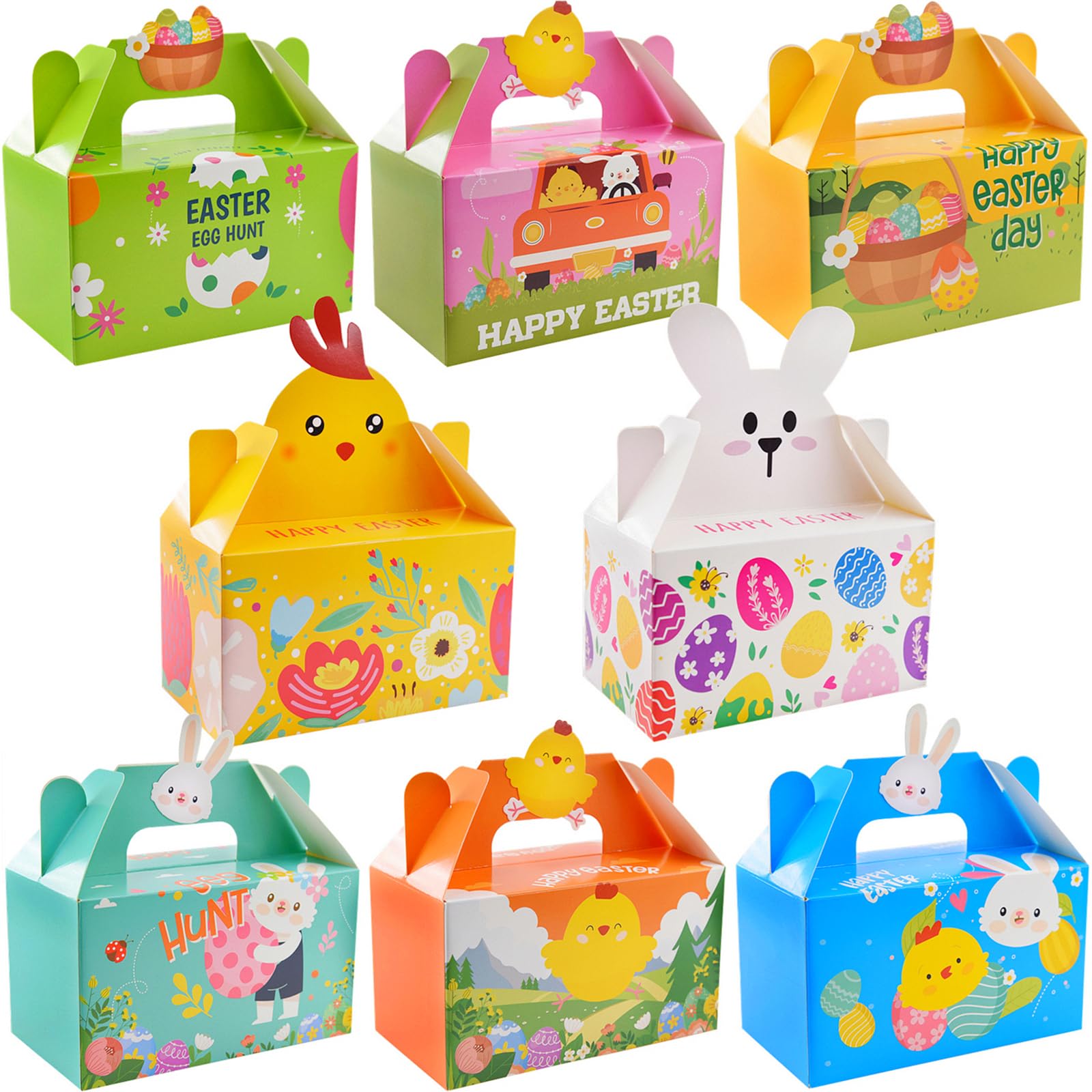 Photo 1 of ***2 pack**Eavotoy 12 Pack Easter Decorative Gift Box Treat Boxes, 6.2 x 3.5 x 3.5inch Egg Bunny Chicken Colorful Bags Paper Boxes for Easter Basket Stuffers Party Favor Gifts