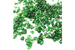 XIZHI 1 Pound Glass Stones Gorgeous Aquarium Decorated Irregular Glass Pebbles Artificial Glaze Crystal Stones Rocks for Aquarium, Fish Tank, Garden, Vase Fillers, Succulent Plants Decor (Green)