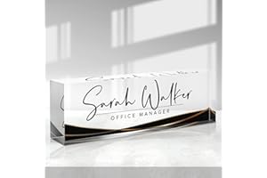 Custom Name Plate - Personalized Desk Name Plate - Acrylic Office Accessories - Appreciation Gifts for Coworkers, Employees, 