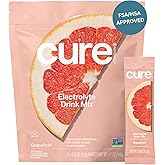 Cure Hydration | Plant-Based Electrolyte Drink Mix | No Added Sugar | FSA-HSA | Dehydration Relief Powder Made with Coconut Water | Non-GMO | Vegan | Pouch of 14 Packets - Grapefruit