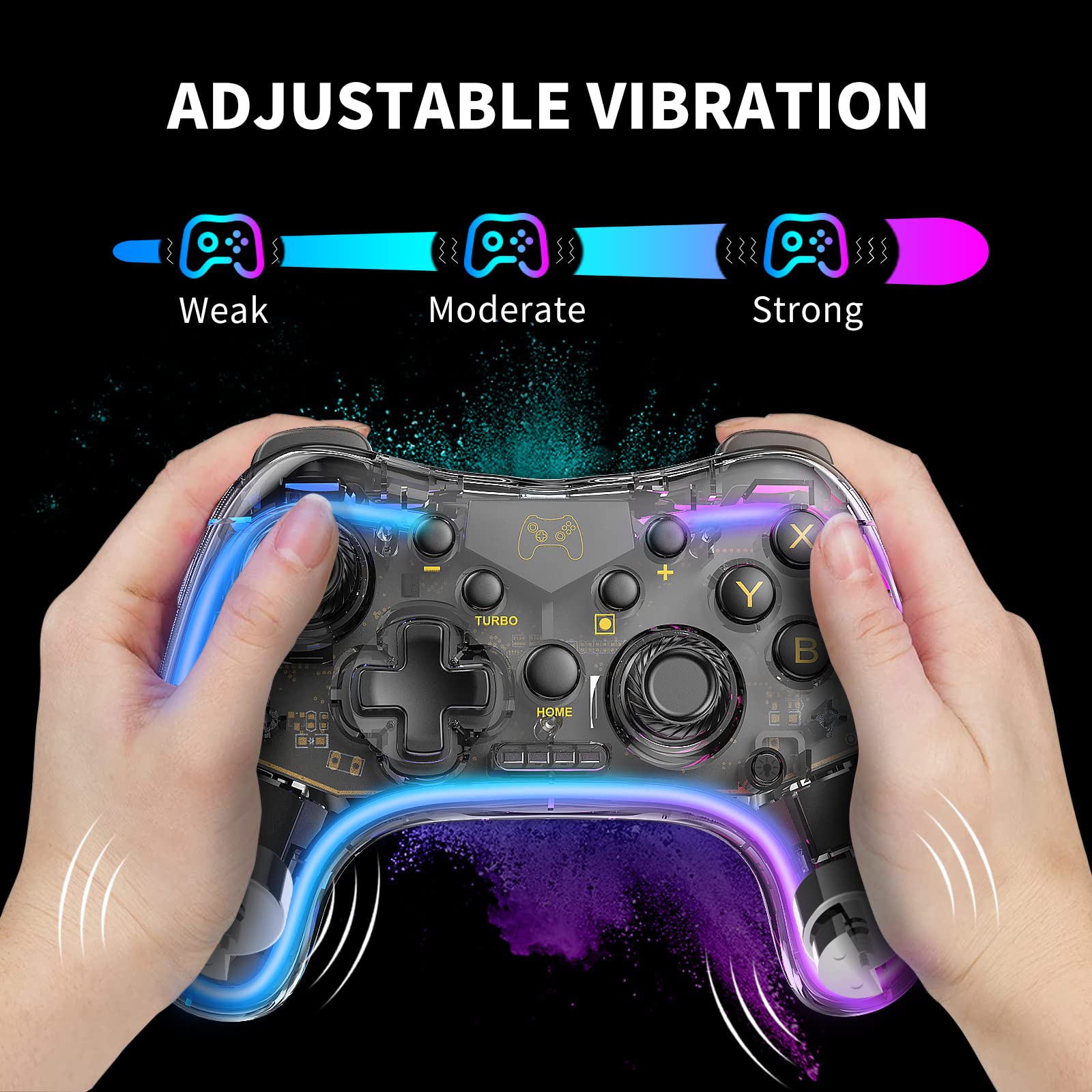Manba Switch Controller, Wireless Pro Controllers Compatible with Switch/Lite/OLED Support Turbo,Wake-up Function and Adjustable LED(White)