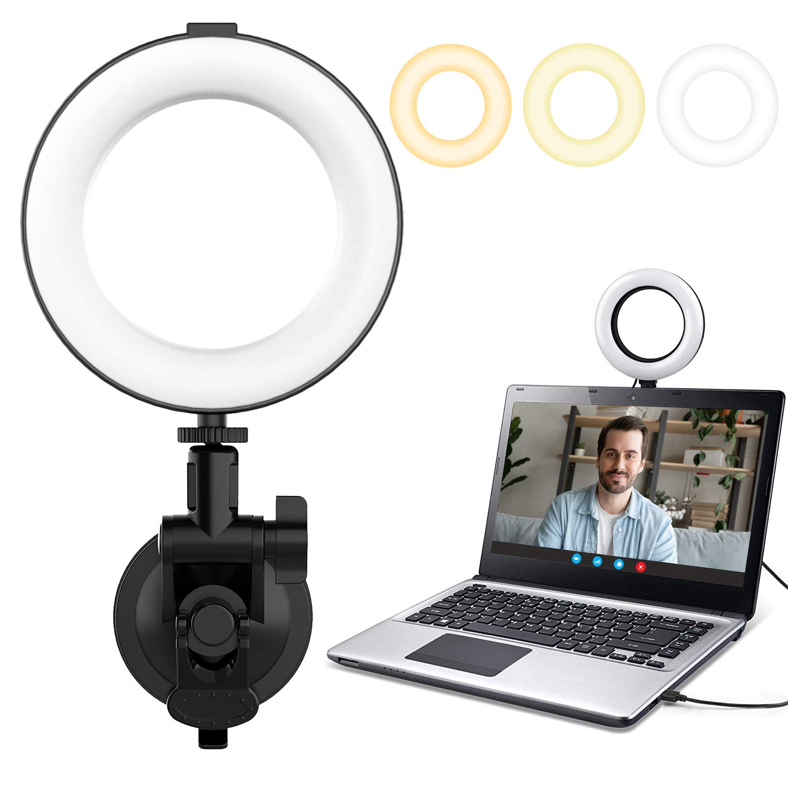 VIJIM Video Conference Lighting,6.3'' Ring Light for Laptop,Zoom Lighting for Laptop with 3 Light Modes & 10 Brightness Level,Laptop Circle Lamp for Video Calls/Zoom Calls/PC Monitor/Tik Tok
