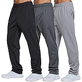 Ultra Performance 3 Pack Mens Athletic Open Bottom Sweatpants Active Track Pants Casual Tricot Wide Leg Sweat Pants for Men