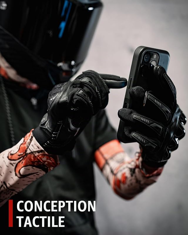 Gants Moto d'été Hommes Coque Rigide en Fibre Carbone Respirant écran Tactile Alpinisme Randonnée Noir L
