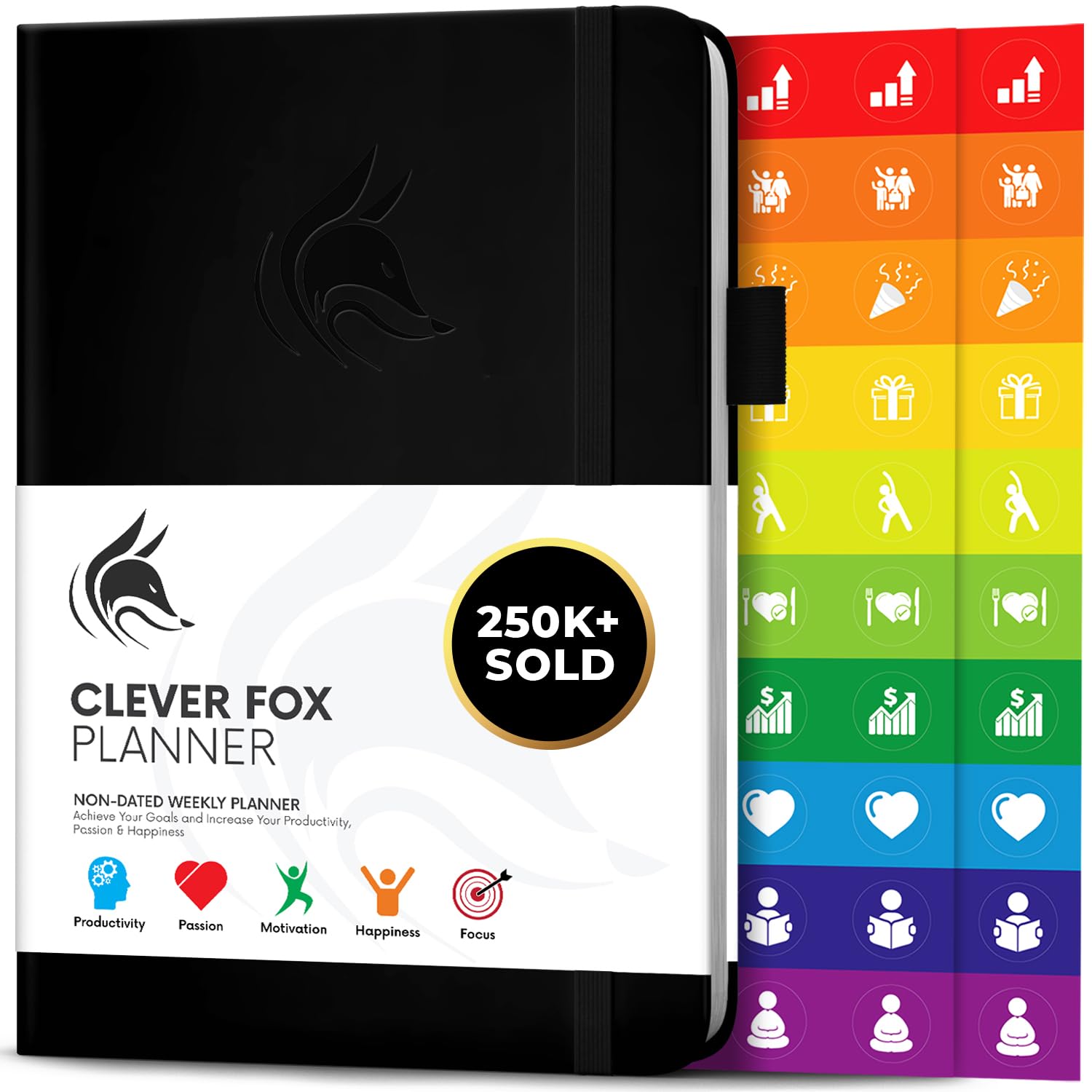 Clever Fox Planner – Undated Weekly & Monthly Organizer Journal for Productivity, Time Management & Goals – A5 (Black)