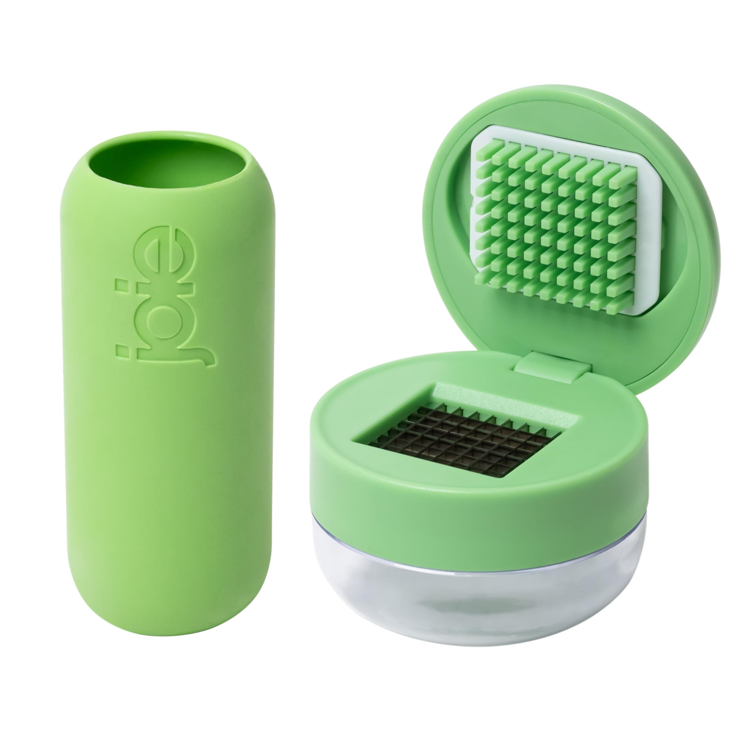 Photo 1 of Joie Garlic Press and Chopper with Storage Container, Stainless Steel Blades, Green (Garlic Peeler and Chopper), Colors May Vary
