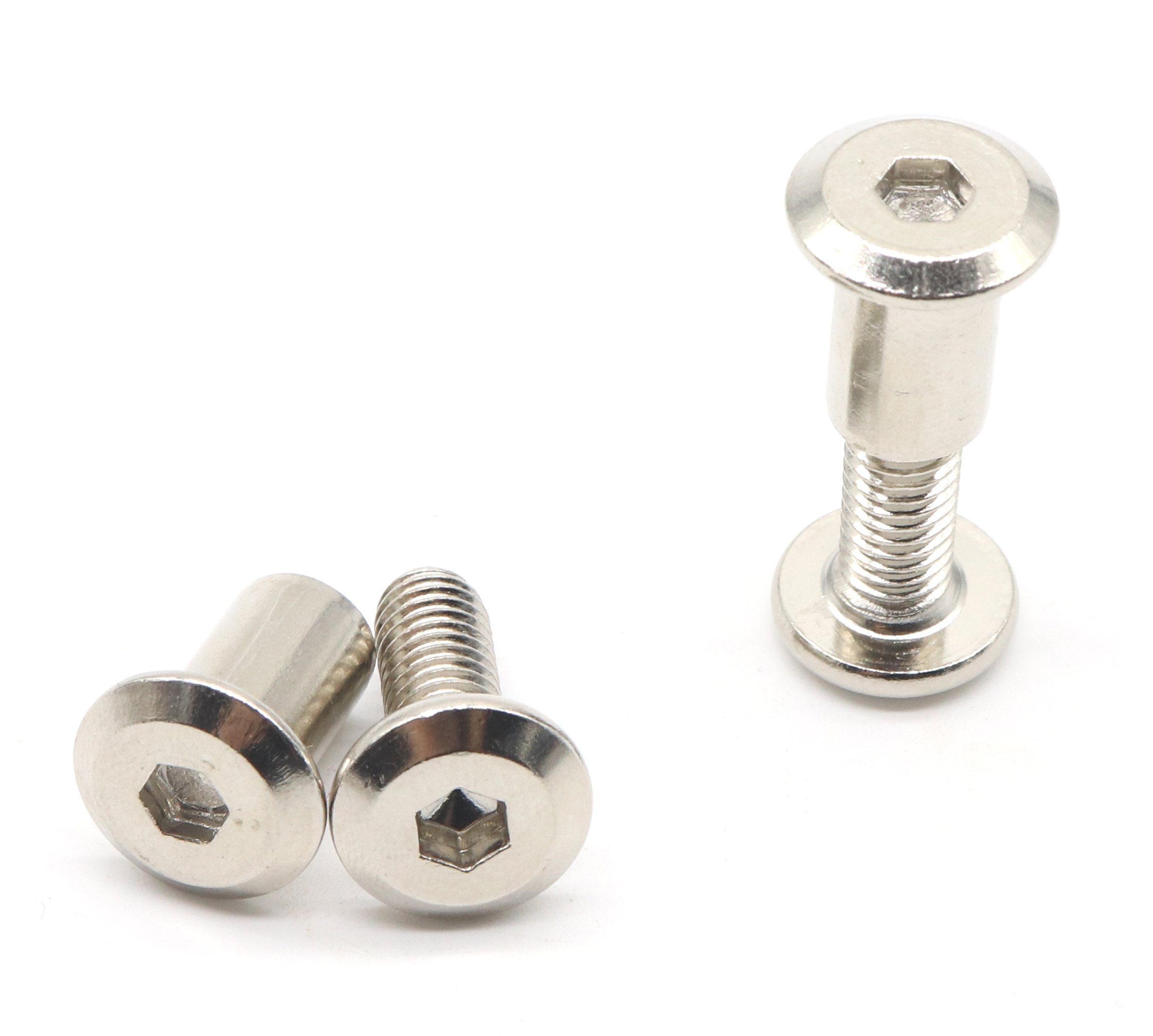 binifiMux 10-Set M6x25mm Rivet Countersunk Hex Socket Cap Bolts and Hex Head Barrel Nuts for Furnitures Cribs Chairs, Nickel Plated