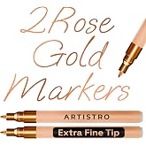 ARTISTRO Rose Gold Acrylic Paint Markers - 0.7mm Extra Fine-Tip - Set of 2 | Paint Pens, Perfect for Crafting, Art Projects, &amp; More