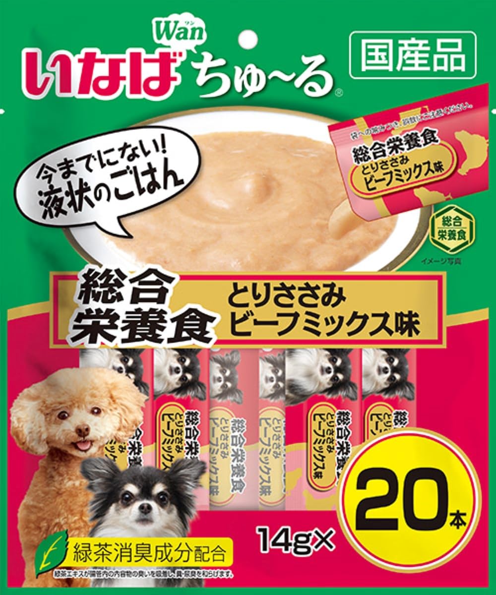 いなば ちゅ~る 総合栄養食 とりささみ ビーフミックス味 20本 犬用おやつ商品画像