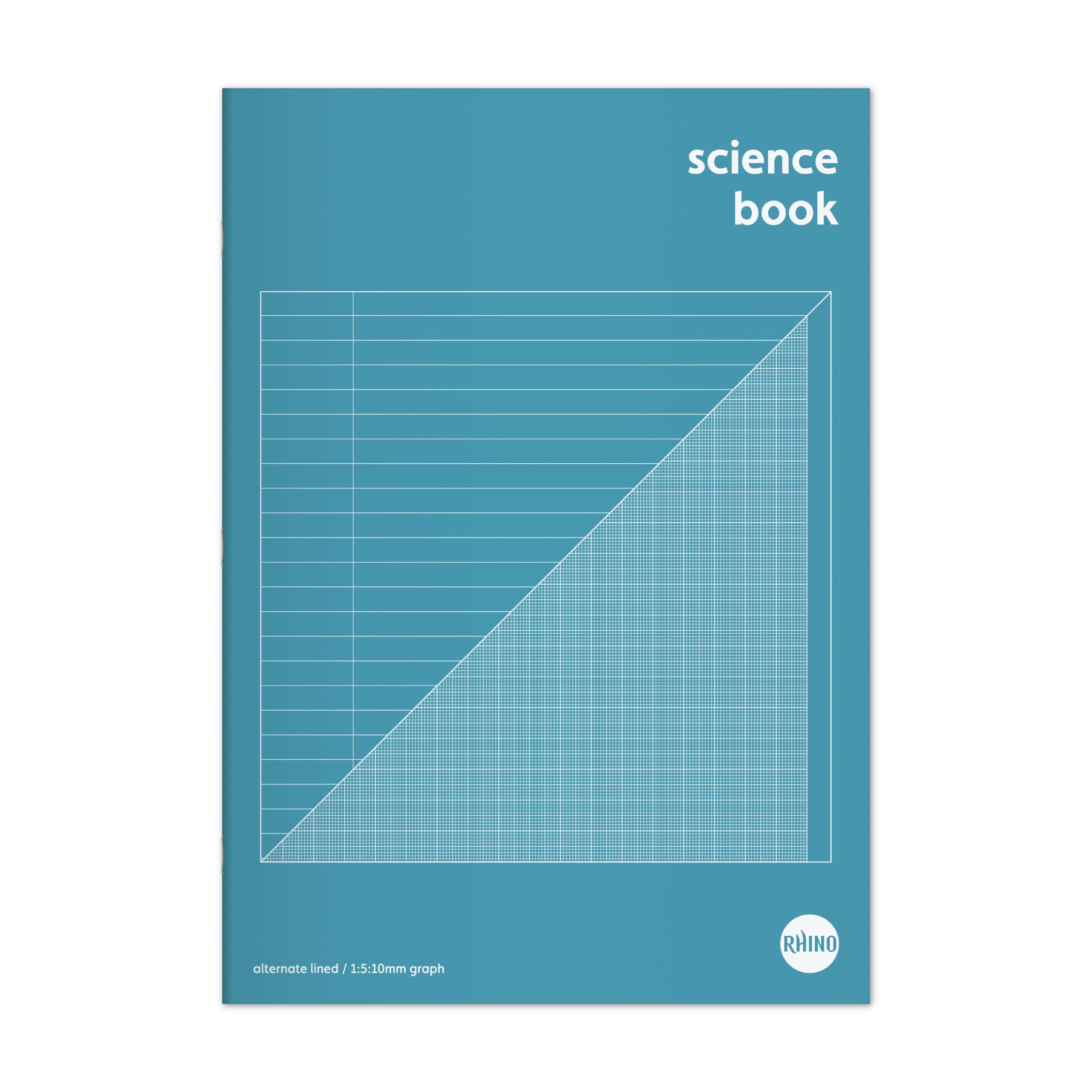 Rhino A4 Exercise Book, 64-Page / 8mm Lined with Margin & 10mm Graph Ruling Reverse Paper Notebook, 1-Pack, Office & School Stationery Supplies, Green