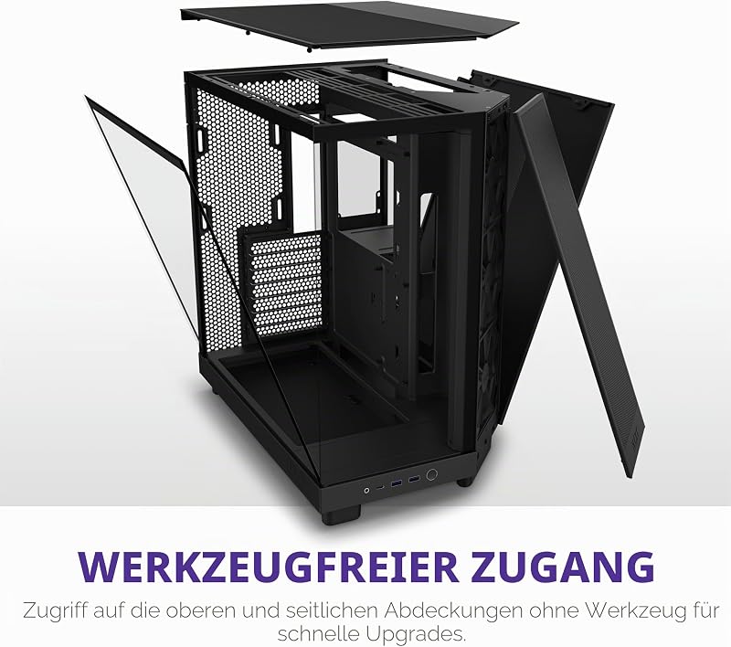H6 Flow - Kompaktes Dual-Kammer ATX PC-Gehäuse - Schwarz