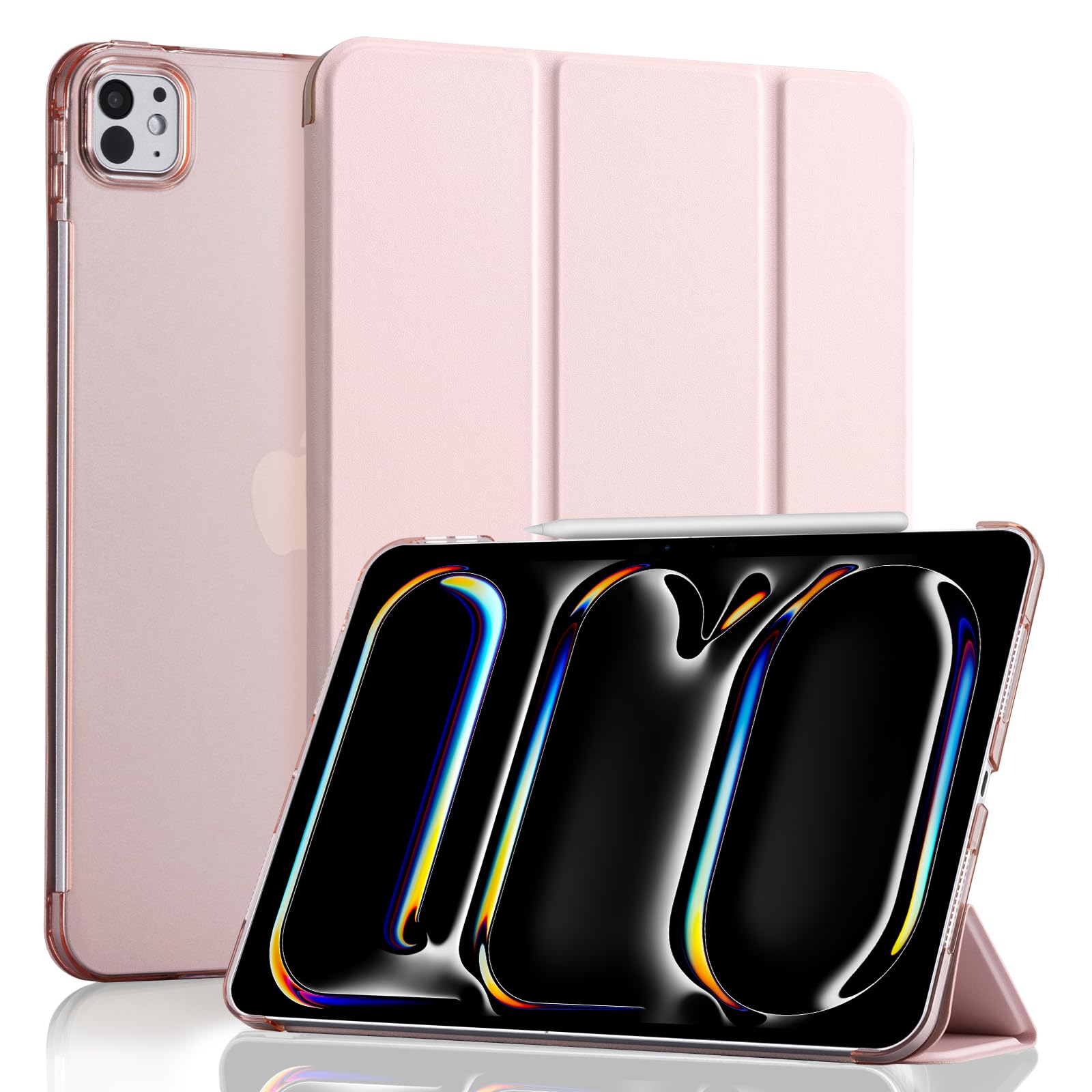 Photo 1 of CoBak Case for iPad Pro 11 Inch (M4) 2024 (5th Gen) Released, Slim Stand Hard Back Shell Protective Smart Cover with Auto Sleep Wake Feature for iPad Pro 11 Inch Tablet, Pink