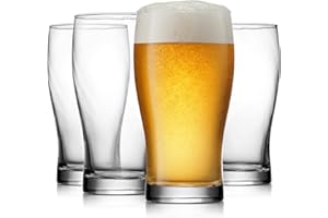 Glasses Set of 4 (19oz) Glass Capacity in a Traditional Pub Drinking Glasses Design. Oversized Beer Glasses Set for Guinness,