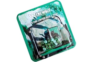 RENEGADE GAME STUDIOS Werewolf: The Apocalypse 5th Edition Roleplaying Game Luna’s Fury Limited Dice & Tray Accessory Pack - 17 Green RPG Dice Set, 5 Cards & Folding Tray