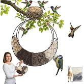 Bird Nesting Material, Hummingbird Nesters, Natural Alpaca Wool Material for Wild Birds, Design for Bird Lover Gifts, Refillable Outdoor Bird Nesting Station (Moon)