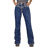 Flamingals Boot Cut Jeans for Women High Rise Vintage Button Decor High Stretch Washed Bell Bottom Flare Denim Jeans