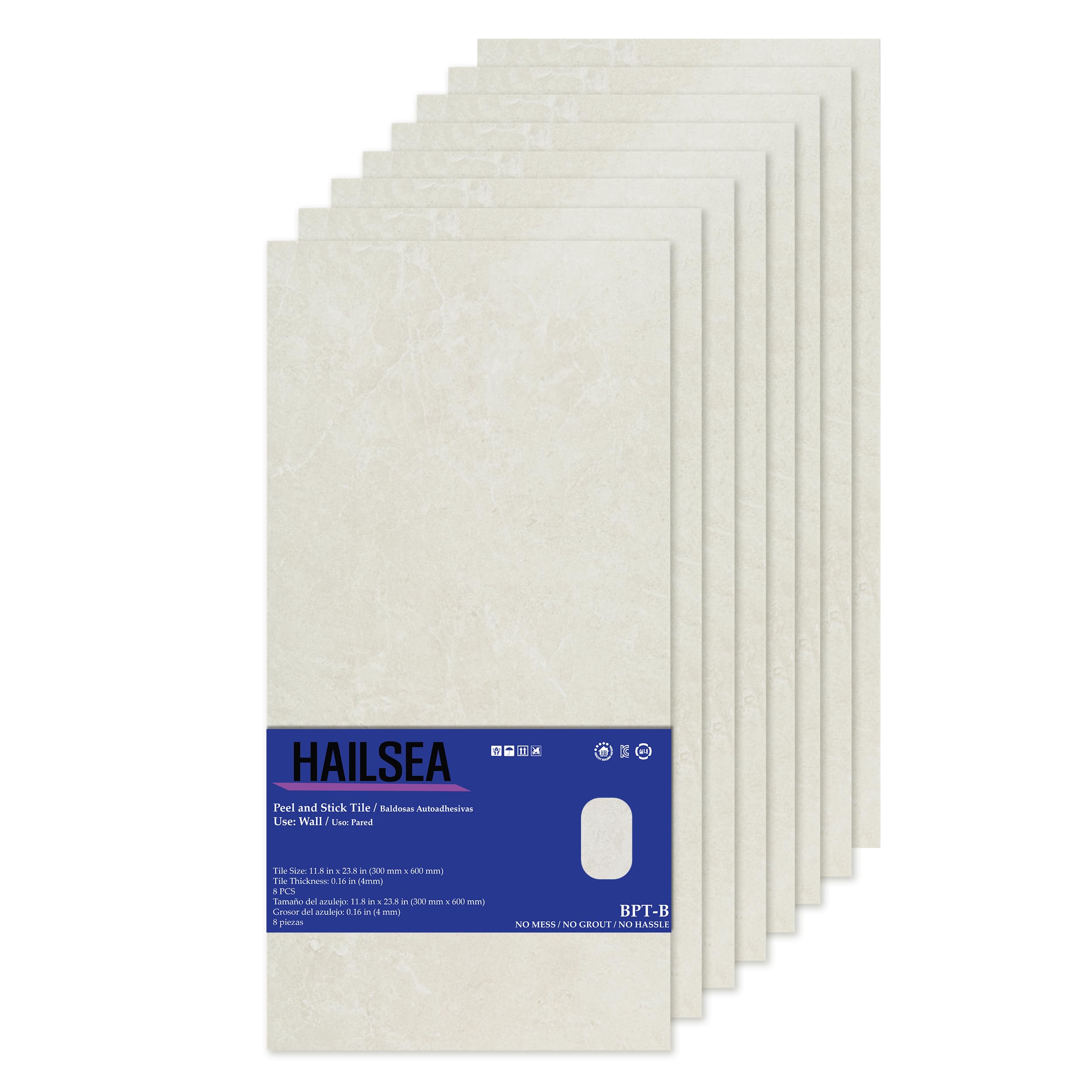 Photo 1 of HAILSEA Peel and Stick Backsplash Marble Tiles, 11.8" x 23.6", 8 Sheets for Kitchen, Bathroom, Fireplace (Beige Rosa Girona)