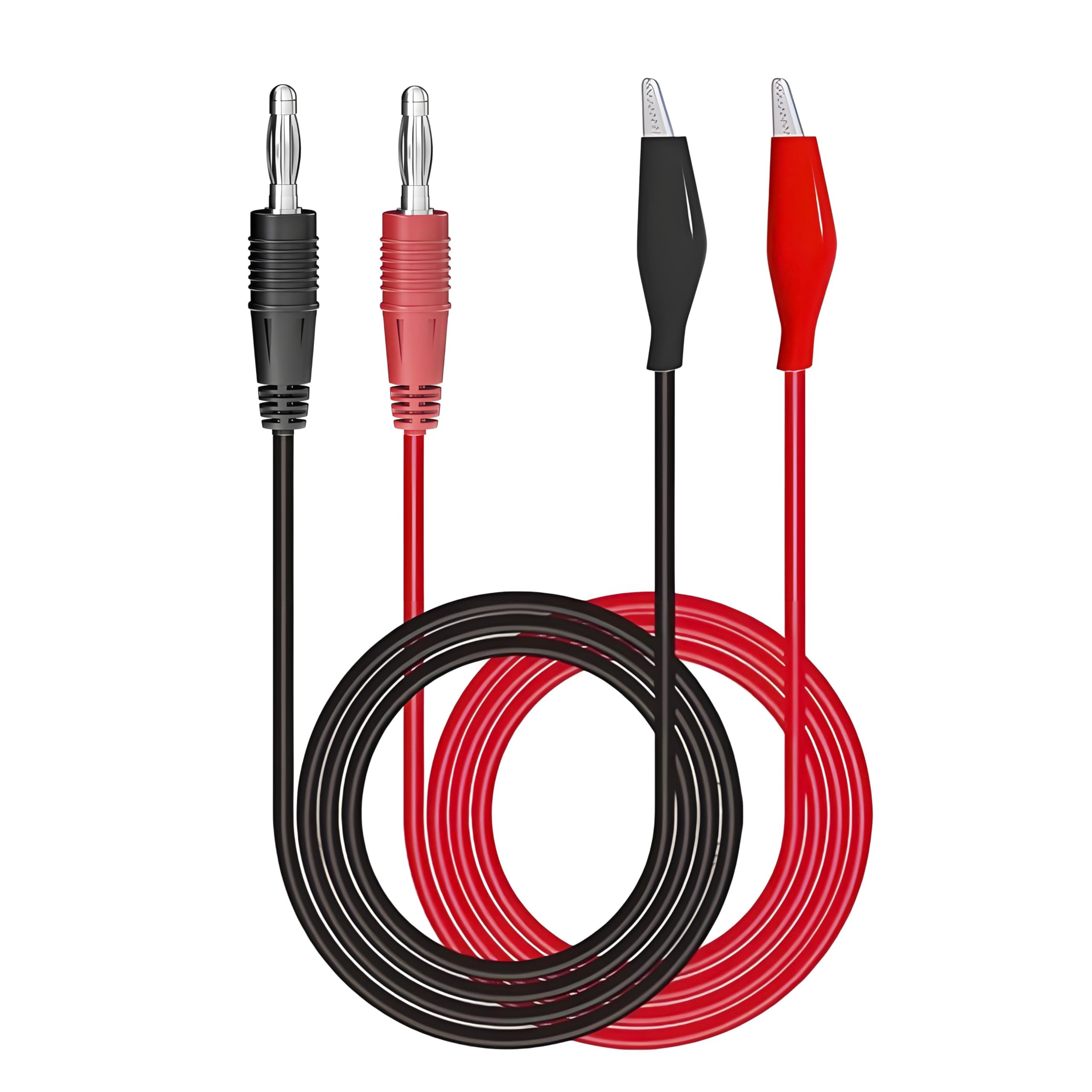 Photo 1 of 2PCS 4mm Banana Plug to Alligator Clip Test Leads (100cm/3.3ft) | Premium Copper Jumper Wires with Soft Flexible Cable for Multimeter & Electrical Testing