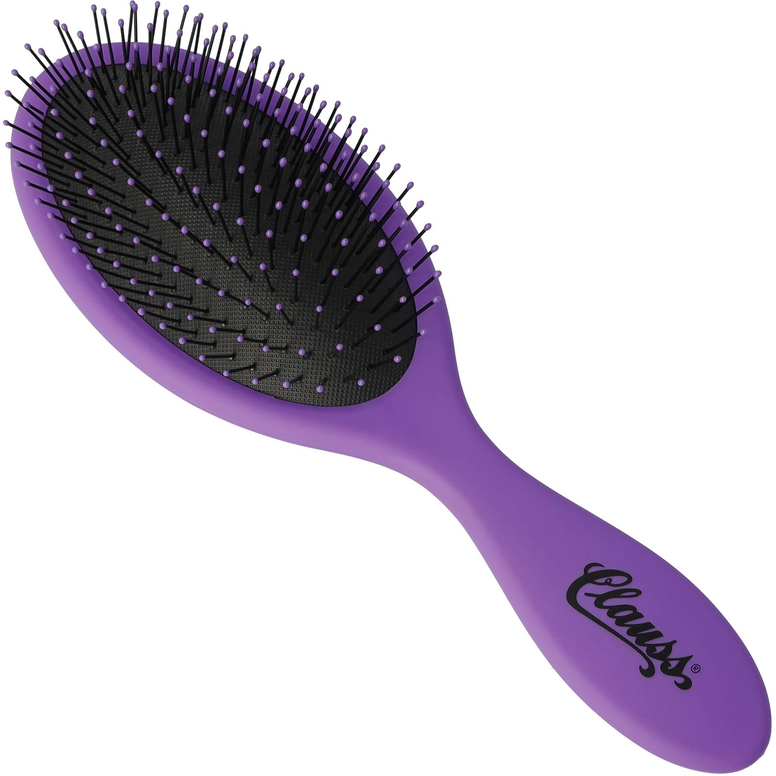 Clauss Wash & Brush Long Hair Paddle Brush with Air Cushion and Flexible Nylon Bristles Matte Purple/Black 70g
