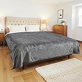 YUSTAL Electric Heated Blanket Queen Size 84x90 Inch - Super Soft Flannel, 10 Heat Settings, 1-12H Automatic Shutoff, Dual Zone Controls, Machine Washable, Ideal for Couch & Sleeping (Light Grey)