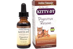 AMBER NATURALZ Kitty-DT Digestive Rescue Herbal Supplement for Cats | Feline Herbal Supplement for Occasional Upset and Digestive Support | 1 Fluid Ounce Glass Bottle | Manufactured in The USA
