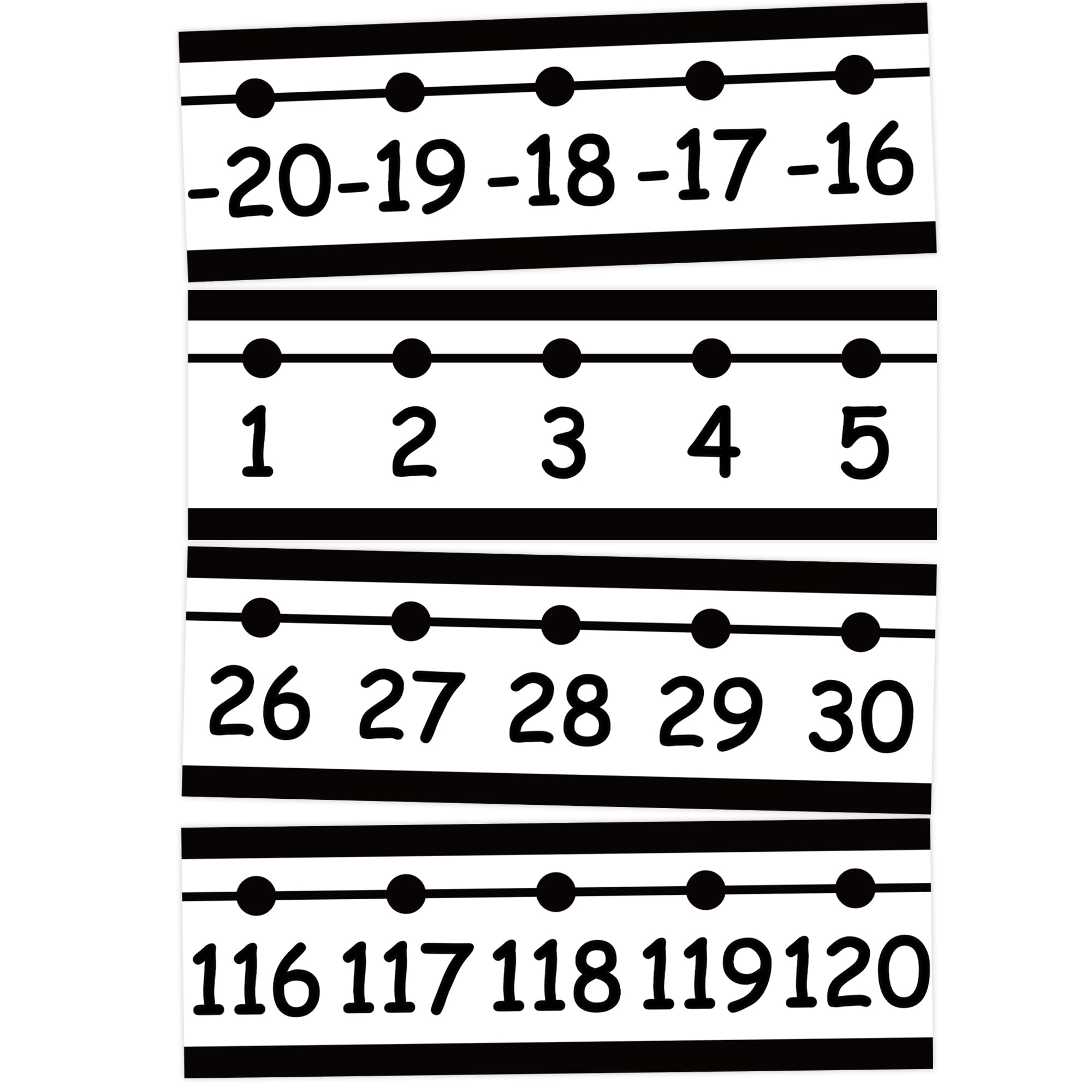 Photo 1 of 29 PCS Number Line for Classroom Wall Number Line Bulletin Board Border Set -20 to 120 Numbers Lines Classroom Wall Decor Black White Math Poster for Bulletin Board Math Teaching Supplies