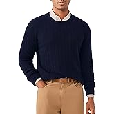 KVSS Men's Cable Knit Crewneck 100% Pure Cashmere Sweater, Pullover Cashmere Sweaters for Mens | Luxury from Inner Mongolia