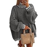 ATHMILE Womens Sweaters Fall Oversized Pullover Long Sleeve Mock Neck Chunky Knit Jumper Tops Winter Fashion Clothing 2025