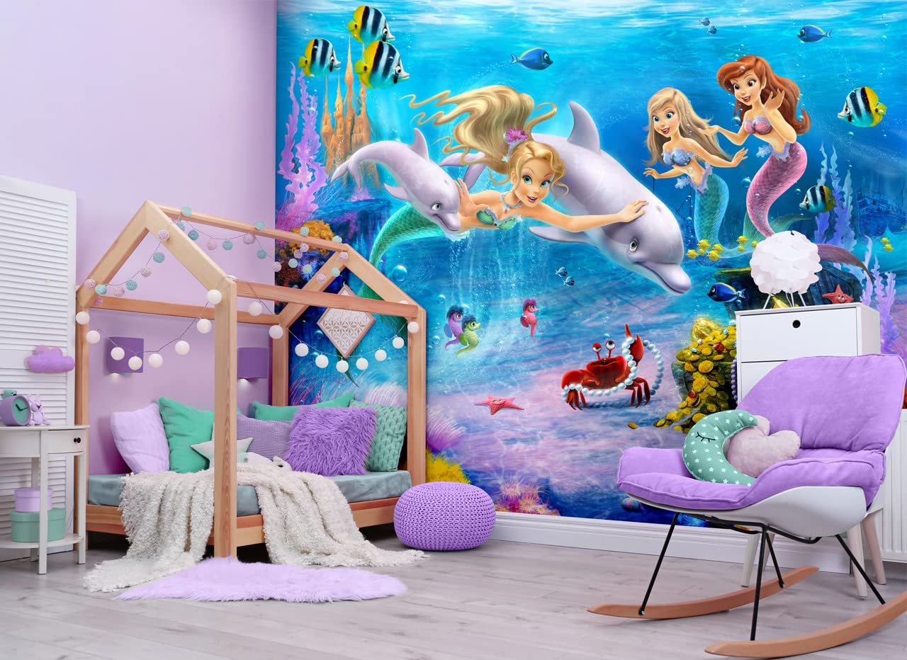 Walltastic Magical Mermaids Wallpaper Mural, Childrens Bedroom, Playroom, 8 feet High x 10 feet Wide, 1 Size
