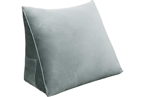 homecozy Wedge Headboard Pillow Dorm Room Reading Pillow Back Support for Sitting Up in Bed Bolster Lumbar Cushion Body Positioning Bedrest (Light Gray, 24x8x20 in)