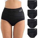 newnice High Waisted Underwear for Women Tummy Control Panties 4 Pack Soft Breathable Briefs Full Coverage Postpartum Support