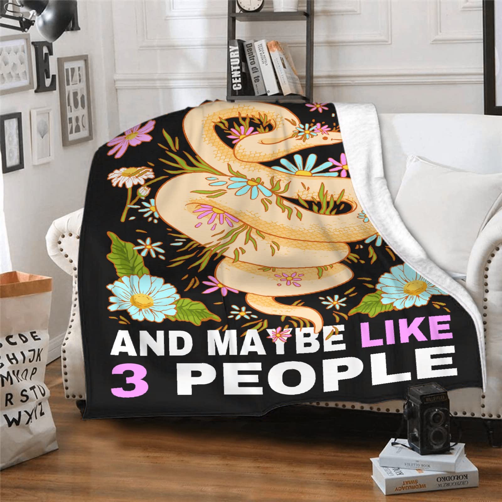 Snake Blanket,Gift for Child, I Like Snakes and Maybe Like 3 People Blankets Soft Flannel Bed Throws Lightweight Cozy Fluffy Plush Decorative Quilts 50 x 40 in S for Kids