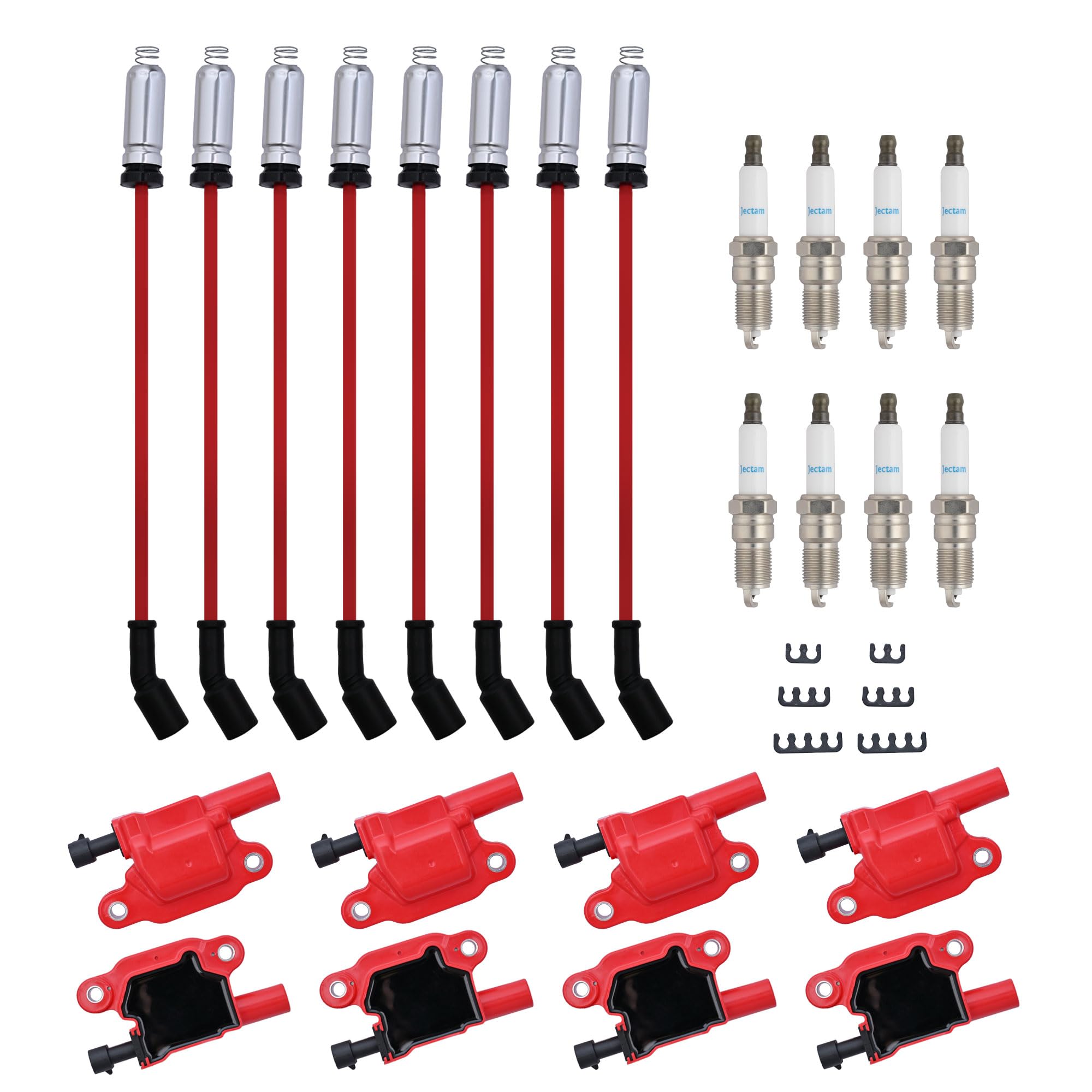Photo 1 of Jectam Ignition Coil Pack, Ignition Wire with Spark Plugs and Coil Packs kit Compatible with Buick Cadillac Avalanche Camaro Silverado Suburban GMC M8-48322 UF413 12611424 41-110