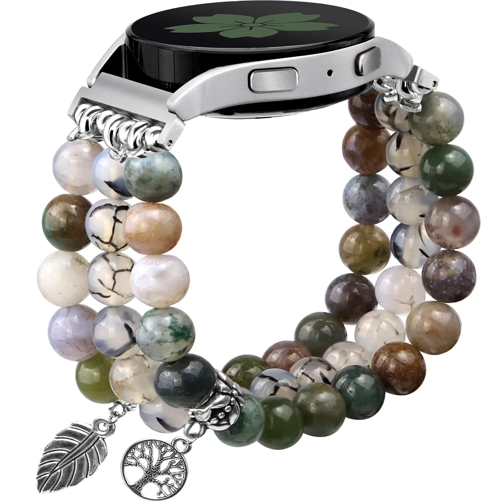 Photo 1 of Newlibery Natural Stone Bracelet Beaded Band Women 20mm Compatible with Samsung Galaxy Watch 7/6/5/4/Active 2/4 Classic/6 Classic/5 Pro/FE 40mm 42mm 43mm 44mm 45mm 46mm 47mm