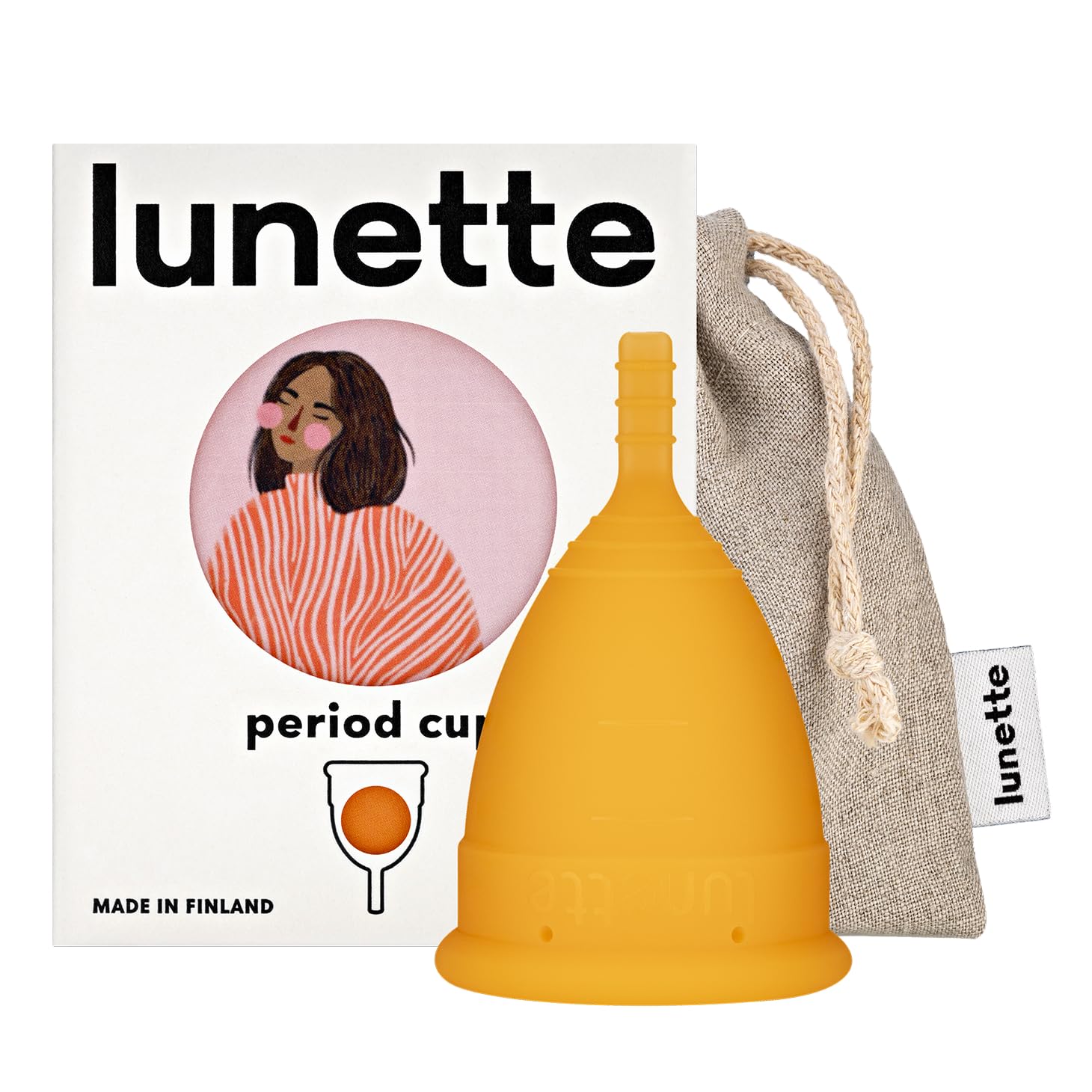 Lunette Menstrual Cup Reusable BPA Free Period Cup with 12-Hour Leak Free Comfort - Soft 100% Medical-Grade Silicone - Eco-Friendly Pad & Tampon Alternative – Vegan - Made in Finland - Size 2 Orange