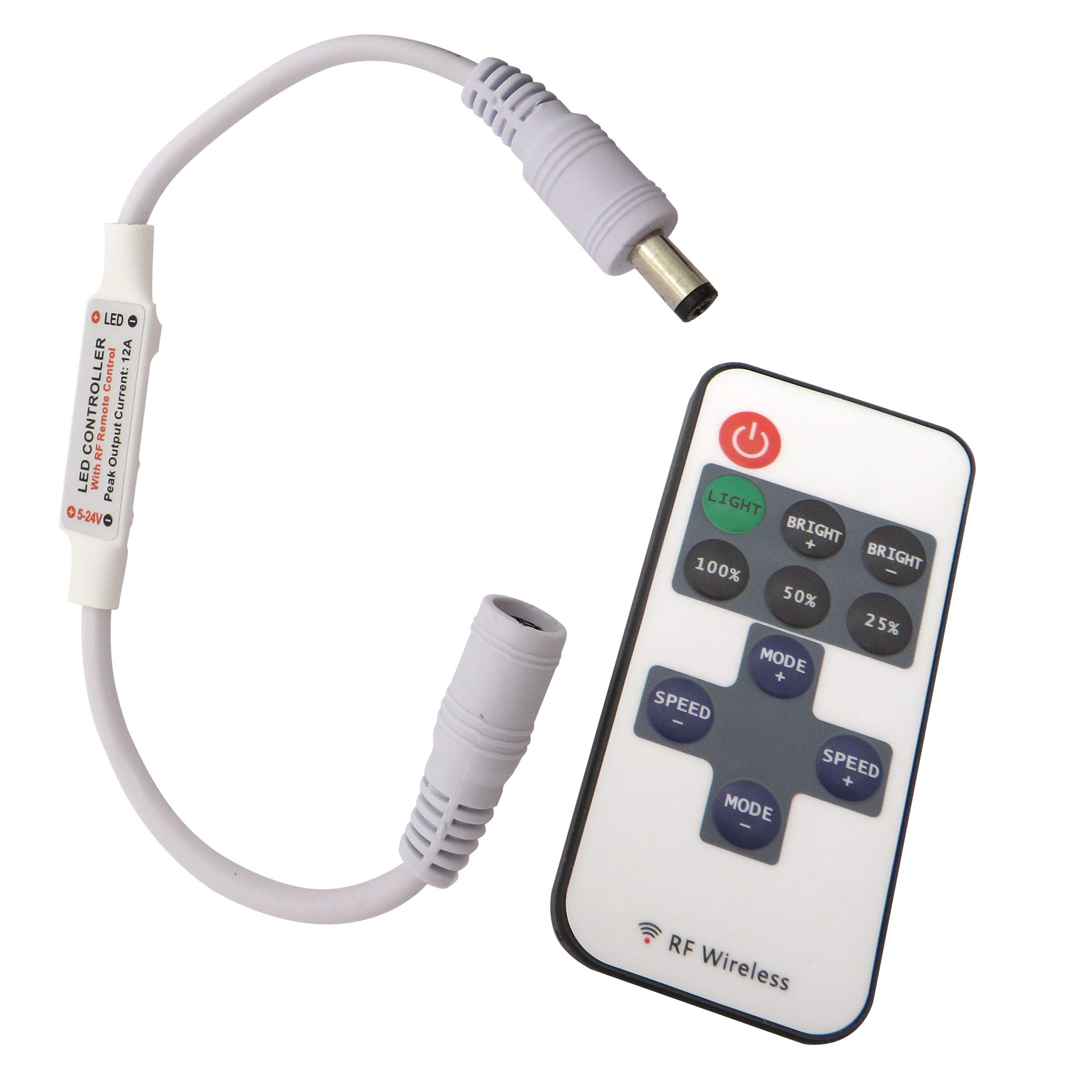 LED Wireless Dimmer Switch 12 V DC Voltage with Remote Control for All Dimmable LED Bulbs with Plug and Socket (with Hollow Plugs)