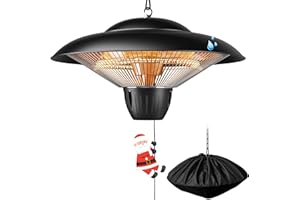 DANLUKE Patio Heater for Outdoor Use 1500W Electric Infrared Hanging Heater, Ceiling Mounted, Waterproof for Porch, Garage, Balcony, Overheat Protection Black