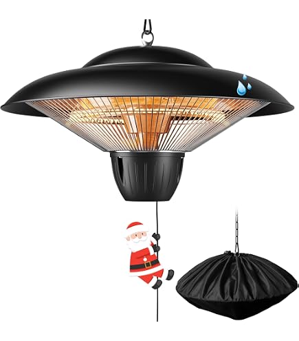 FJB Outdoor Patio Umbrella Heater, Electric Infrared Space Heater with 3 Heating Panels Courtyard Heater Folding Pergola Or Gazabo Parasol Outdoor,Black : Patio, Lawn & Garden